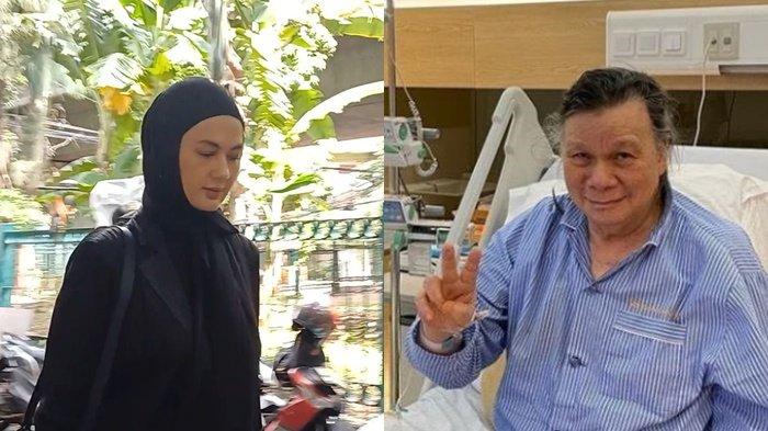 (kanan) Jhonny Wong. (kiri) Paula Verhoeven datang melayat ke rumah duka mertuanya ayah Baim Wong, Johnny Wong. Tangisnya pecah saat tiba di rumah duka melihat ayah mertuanya