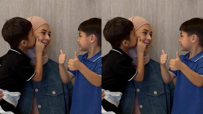 PESAN HARU : Paula Verhoeven menunggah foto kedua putranya setelah hakim menangkan banding diajukan Baim Wong terkait hak asuh anak, Rabu (26/6/2025)