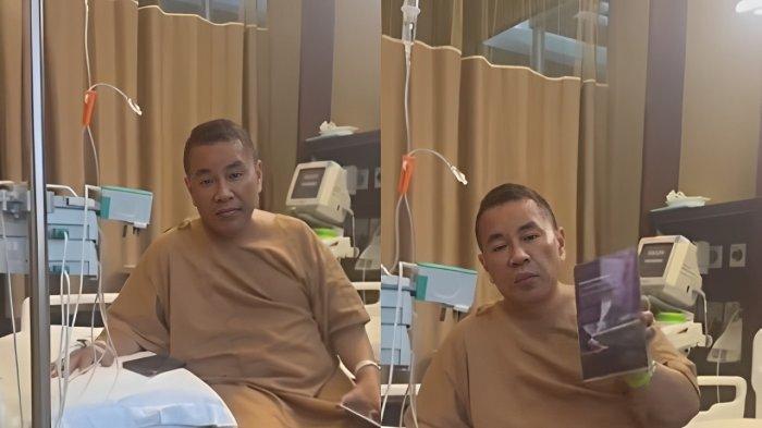 HOTMAN PARIS DIRAWAT. Pengacara kondang Hotman Paris memamerkan fasilitas ruang inapnya selama di rawat di Mount Elizabeth Hospital, Singapura, seharga Rp195 juta atau SGD16.000, Selasa, (25/2/2025).