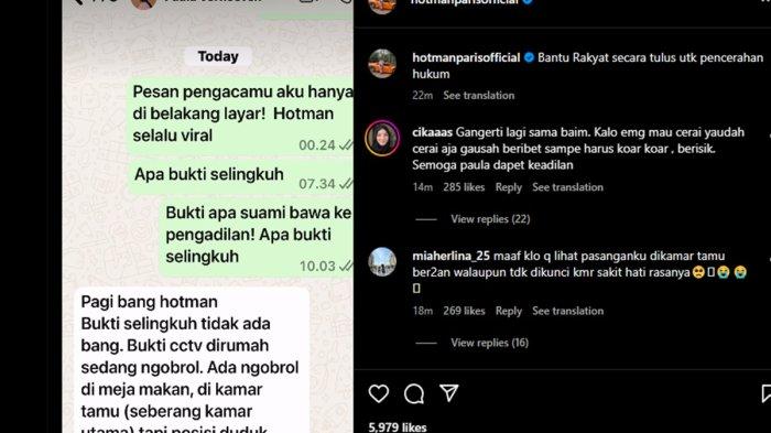 ISI CHAT PAULA KE HOTMAN PARIS - Pengacara kondang Hotman Paris baru-baru ini menghubungi Paula Verhoeven tanyakan soal bukti perselingkuhan.