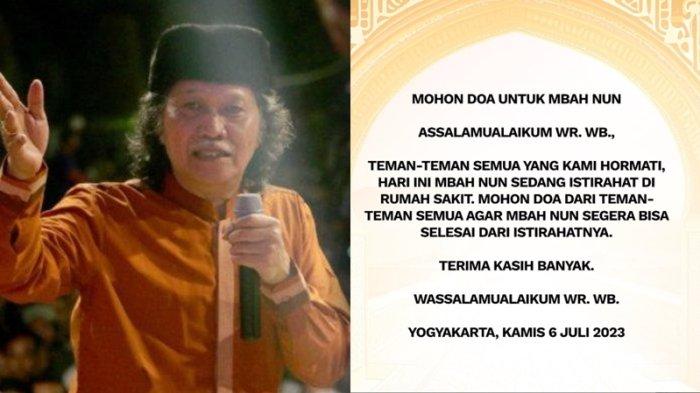 Penyebab Emha Ainun Nadjib Atau Cak Nun Dilarikan ke Rumah Sakit, Dikabarkan Pendarahan Otak