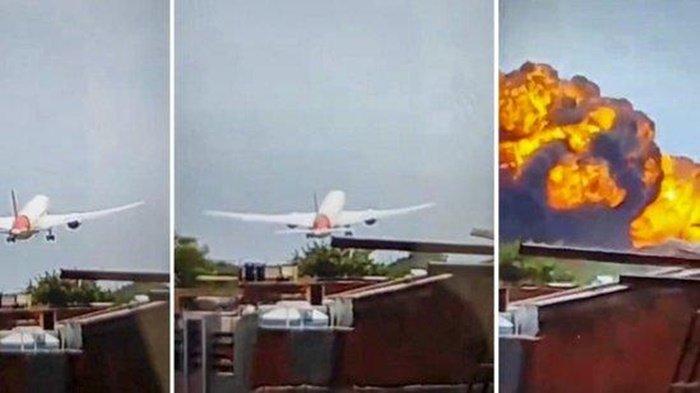 DETIK-DETIK AIR INDIA JATUH - Pesawat Boeing Dreamliner Air India nomor penerbangan AI 1717 tujuan Bandara Gatwick, London, jatuh saat lepas landas dari Bandara Internasional Sardar Vallabhai di Ahmedabad, India Barat, Kamis, 12 Juni 2025.