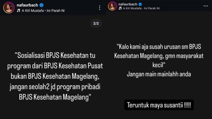 UNGGAHAN NAFA URBACH. Politisi sekaligus artis Nafa Urbach mendadak meluapkan amarahnya kepada Kepala BPJS Kesehatan Cabang Magelang, Maya Susanti, Selasa (25/2/2025).
