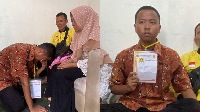 Rizqi (19) anak driver ojek online yang diterima menjadi bintara Polri, Kamis (20/7/2023). Ia 'dijebak' masuk polisi oleh teman ayahnya