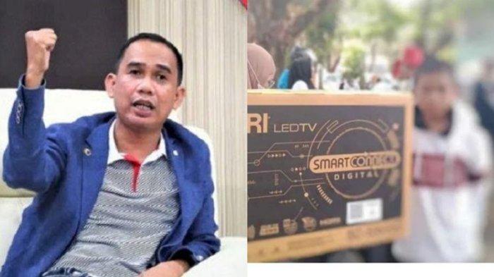 Ketua Dewan Perwakilan Rakyat Daerah atau DPRD Kota Makassar, Rudianto Lallo & Josh alias Rifky (12) peserta jalan sehat raih hadiah umroh diganti TV