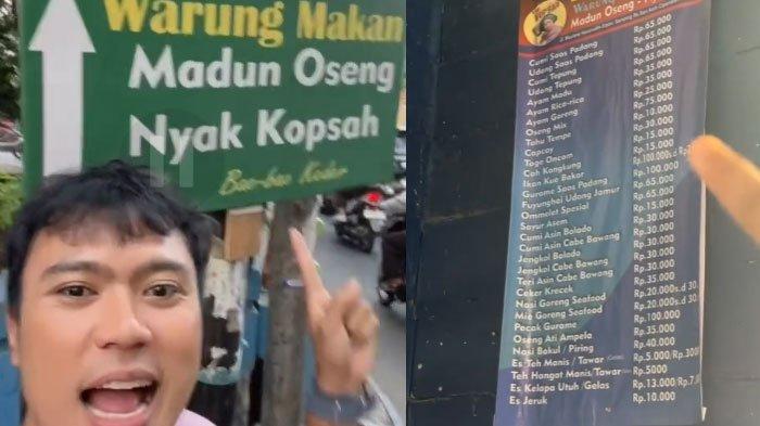 Segini Harga Makanan di Warung Makan Nyak Kopsah alias Bang Madun, Dikritik Aa Juju Terlalu Mahal
