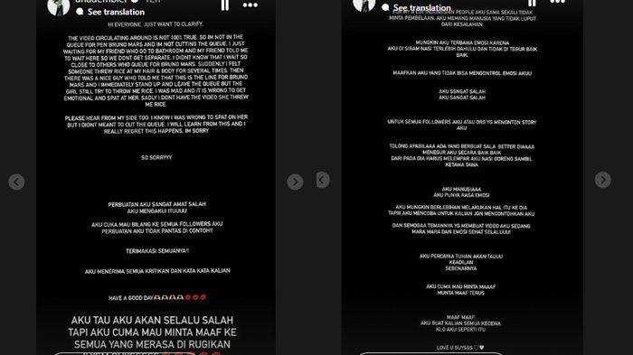 Selebgram Una Dembler akhirnya buka suara terkait viralnya video dirinya meludahi orang di Singapura melalui Insta Story-nya.