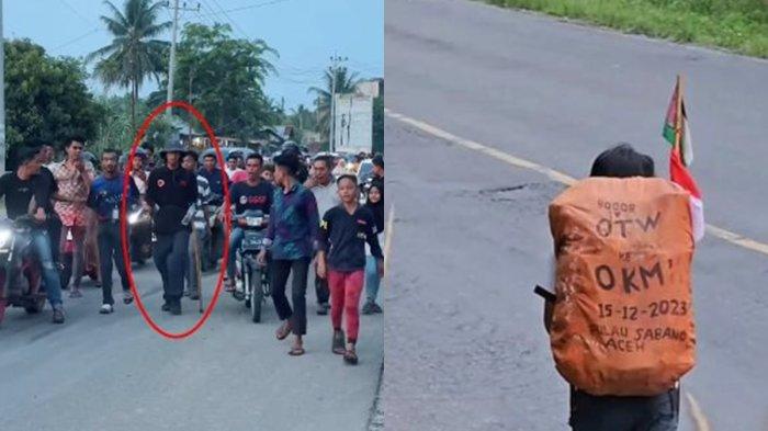 Seorang pria Bogor, Jawa Barat tengah viral di media sosial jalan kaki dari Bogor hingga ke Sabang Aceh.