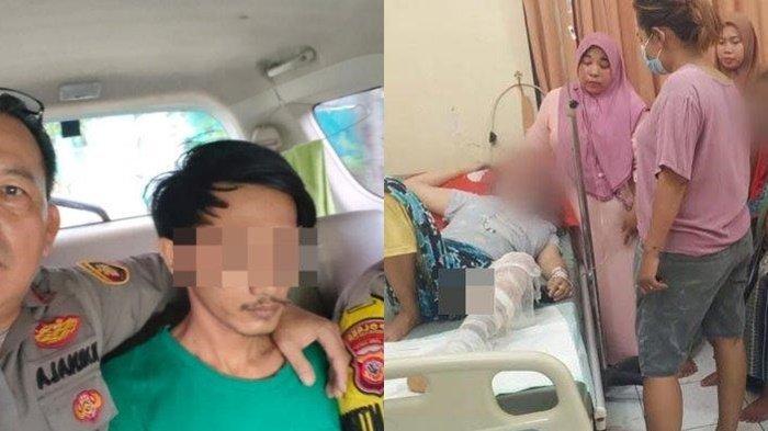SUAMI BAKAR ISTRI. (kiri) Suami yang bakar hidup-hidup istri sirinya di Desa/Kecamatan Gantar, Indramayu saat ditangkap polisi, Selasa 11 Maret 2025. (kanan istri siri pelaku berinisial S (23) langsung dilarikan ke rumah sakit karena menderita luka bakar serius. Seorang suami nekat membakar istrinya hidup-hidup di Gantar, Kabupaten Indramayu, karena dipicu cemburu usai korban selingkuh.