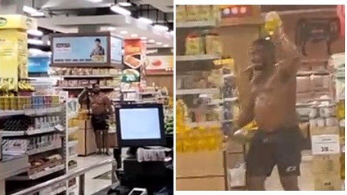 Seorang warga negara asing (WNA) mengamuk di salah satu supermarket di Apartemen Kalibata City, Pancoran, Jakarta Selatan, Senin (21/4/2025).