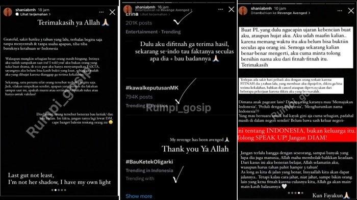 Shania Hamdun, mantan finalis Puteri Indonesia 2022 wilayah Daerah Istimewa Yogyakarta (DIY) terang-terangan diduga menyindir Erina Gudono.