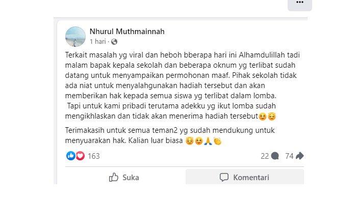 Siswi SMK Menang Lomba 10 Juta Hanya Dapat Tulisan, Ngaku Tak Akan Terima Hadiah