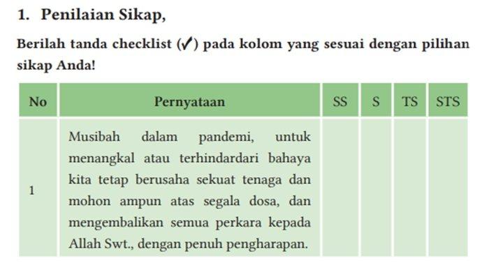 Soal dan jawaban PAI kelas 12 SMA halaman 29 30 31 Kurikulum Merdeka, Bab 1 Penilaian Sikap.