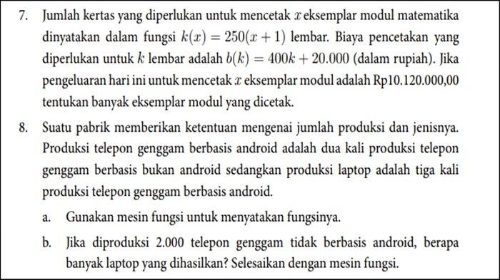 Soal nomor 7 dan 8 Matematika Kelas 11 SMA Halaman 30 Kurikulum Merdeka, Latihan 1.4.