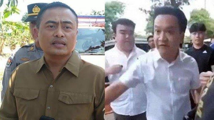 Sosok IV, pengusaha di Surabaya yang Viral Teriaki Siswa SMA Gloria 2 Surabaya (kanan) dan Wakasat Reskrim, Kompol Teguh Setiawan (kiri)