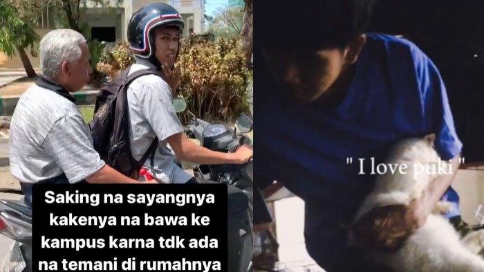 Sosok Rifqi Mahasiswa Makassar Viral Bawa Kakek ke Kampus Tak Tega Sendirian Dirumah, Cucu Berbakti