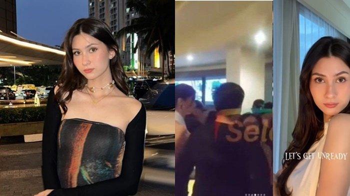Sosok artis Celia Thomas, tertangkap kamera bersama suami Ria Ricis, Teuku Ryan mengahadiri gala premier Layangan Putus Movie di Bioskop