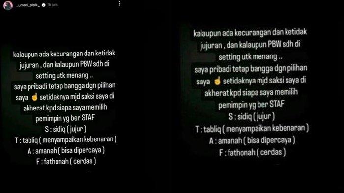 Story Umi Pipik heboh disorot.
