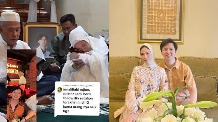 Dokter Azmi Fadhlih dan istri Lisa Anjayasasi. Suasana duka menyelimuti keluarga besar Dokter Azmi Fadhlih setelah ditinggalkan dokter pada Senin (16/12/2024). Sang istri peluk erat baju suami