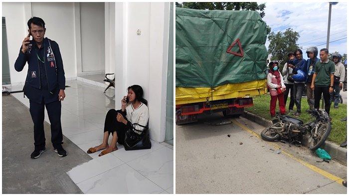 KELUARGA KORBAN -- Saat datangi kamar jenazah Rumah Sakit Bhayangkara Moh Hasan Palembang, keluarga korban M Mahis korban kecelakaan lalu lintas di Jalan Bypass Alang-alang Lebar teriak histeris, Selasa (15/4/2025). Korban Mahis habis antar Cucu pergi les.