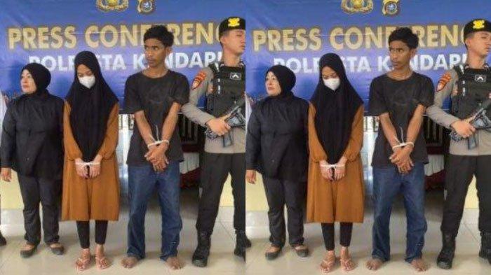 Tampang ND Menantu Bunuh Ibu Mertua dengan Rekan di Kendari, Tertunduk Lemas Diamankan Polisi