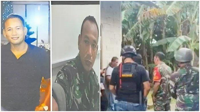 (Kiri) Tampang Sertu Hendri yang jadi buronan TNI-Polri dan (Kanan) Tim gabungan bersenjata lengkap mengamankan rumah di Jalan Anwar Aid, Kelurahan Kampung Parit, Kabupaten Belitungyang sempat dijadikan tempat persembunyian Disertir Sertu Hendri pada Selasa (14/1/2025).