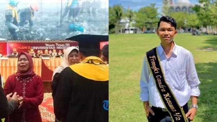 Tangis orang tua Siska Afrina (22) dan Frengki Candra Kusuma (23), mahasiswa Universitas Negeri Padang (UNP) yang menjadi korban gunung erupsi kini wisudanya digelar, hari ini Senin (18/12/2023). Sosok Frengki Candra Kusuma