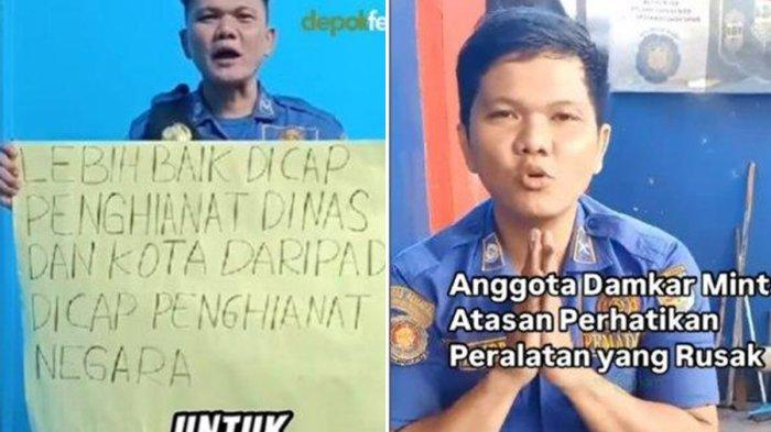 Tangkap layar video viral Sandi Butar Butar yang merupakan petugas Damkar Depok yang viral kritik atasan.