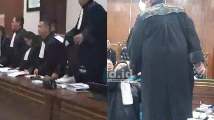 SIDANG RAZMAN RICUH - Tim pengacara Razman juga turut mengamuk hingga menaik meja persidangan saat kliennya mendatangi Hotman Paris kasus pencemaran nama baik di Pengadilan Negeri Jakarta Utara, Kamis (6/2/2025).