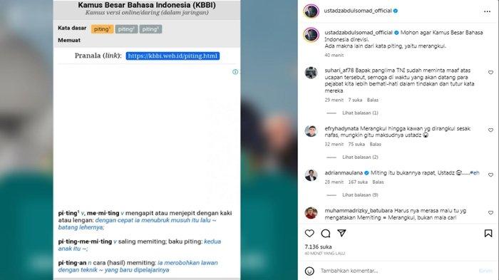 Ustaz Abdul Somad minta KKBI Revisi Arti Kata Piting