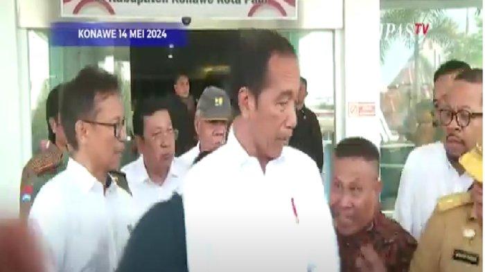 Video viral pria di Kabupaten Konawe, Provinsi Sulawesi Tenggara (Sultra), nekat menarik Presiden Jokowi saat sesi wawancara di RS Konawe, pada Selasa (15/5/2024).