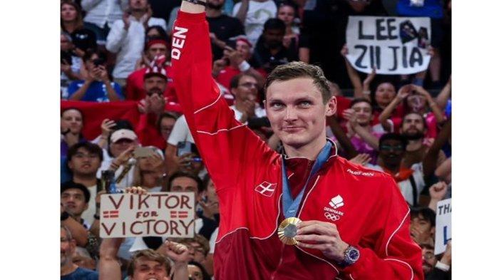 Viktor Axelsen tunggal putra badminton raih mendali emas di Olimpiade Paris 2024, Senin (5/8/2024) malam WIB.