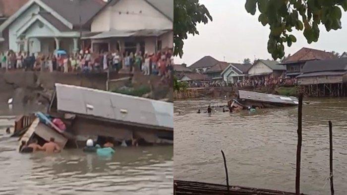 Tangkap layar video sebuah rumah hanyut di Desa Serinanti, Kecamatan Pedamaran, Kabupaten Ogan Komering Ilir (OKI), Sumsel.