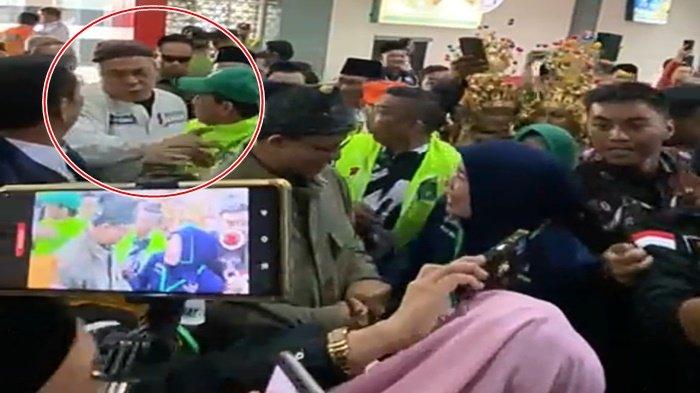 Tangkap layar video mantan Wali Kota Lubuklinggau H SN Prana Putra Sohe dihalangi anggota DPR RI saat ikut menyambut kehadiran Anies Baswedan di Bandara Silampari, Lubuklinggau, Senin (18/12/2023)