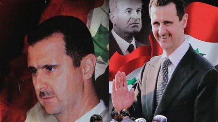 Warga Damaskus berjalan melewati poster raksasa Bashar al-Assad yang maju dalam pemilihan presiden yang digelar, Selasa (3/6/2014).