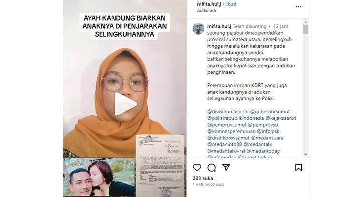 Tangkapan layar Miftahul Jannah, putri pejabat Disdik Sumut yang gerebek sang ayah bersama wanita diduga selingkuhannya.