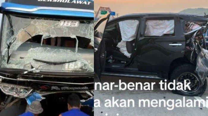 bus PO Haryanto juga tabrak lari mobil Pajero di Tol Batang