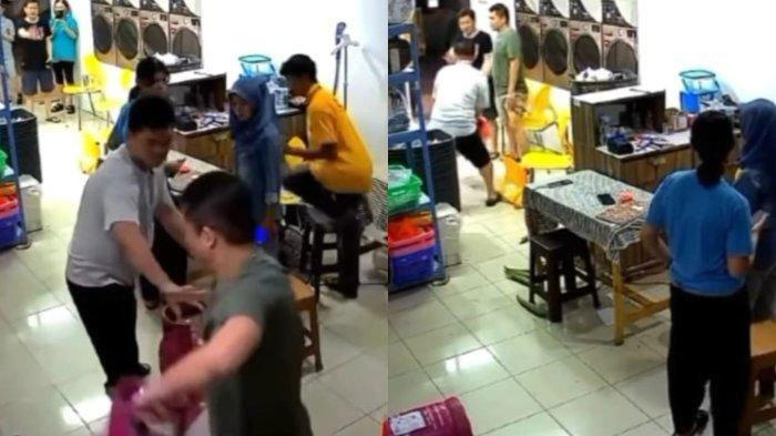 dua pria yang ngamuk di tempat laundry di sebuah Apartemen Royal Mediterania Tanjung Duren, Jakarta Barat