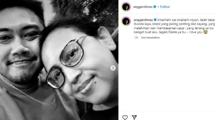 DJ Angger Dimas mengabarkan jikan ibunda meninggal dunia pada Rabu (17/4/2024)