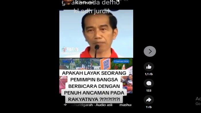 Tangkapan layar Facebook dengan narasi yang menyebut Jokowi mengancam rakyat