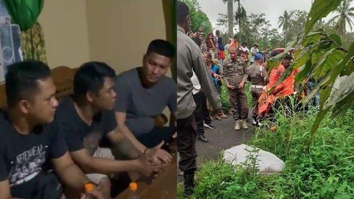 PELAKU PEMBUNUHAN - (kiri) Humas Polres Langsa Kapolsek Langsa Barat Iptu Hufiza Fahmi beraama anggotanya Bhabinkamtibmas Bripka M. Taufiq dan Bripka Dian, mengontrogasi NJ, di salah satu rumah warga Langsa ketika hendak diamankan. (kanan) Karung diduga berisi mayat ditemukan di Sungai Tarab, Tanah Datar, Sumatera Barat Rabu (19/2/2025). Polisi berhasil menangkap terduga pelaku yang terlibat kasus mayat dalam karung yang ditemukan di pinggir jalan daerah Tabek Bunta. Dalam kasus yang ditangani Polres Tanah Datar ini, diamankan 2 orang dan seorang di antaranya ditangkap di luar kota, Senin (24/2/2025)