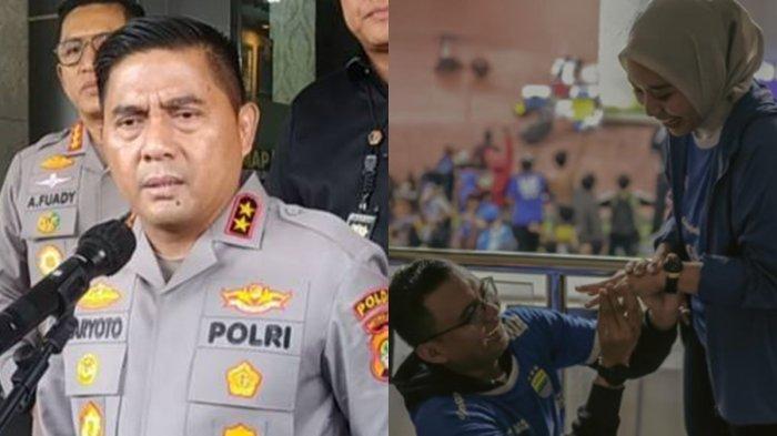 KAPOLDA METRO JAYA - (kiri) Kapolda Metro Jaya Irjen Karyoto didamping jajarannya saat memberikan keterangannya mengenai penanganan kasus KDRT viral di Mapolrestro Depok, Kamis (25/5/2023). (kanan)
Momen Maulana Akbar melamar Putri Karlina saat keduanya menonton pertandingan sepakbola Liga 1 antara Persib melawan Barito Putra di Stadion Gelora Bandung Lautan Api, Jumat (9/5/2025).