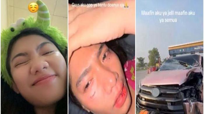 PEDANGDUT KECELAKAAN - Pedangdut Lusyana Jelita mengalami kecelakaan di Tol Sragen Jawa Tengah, Rabu (16/7/2025). Itu terjadi sehari sebelum hari ulang tahunnya ke-22, Kamis (17/7/2025). Ia masih bersyukur karena luput dari maut.