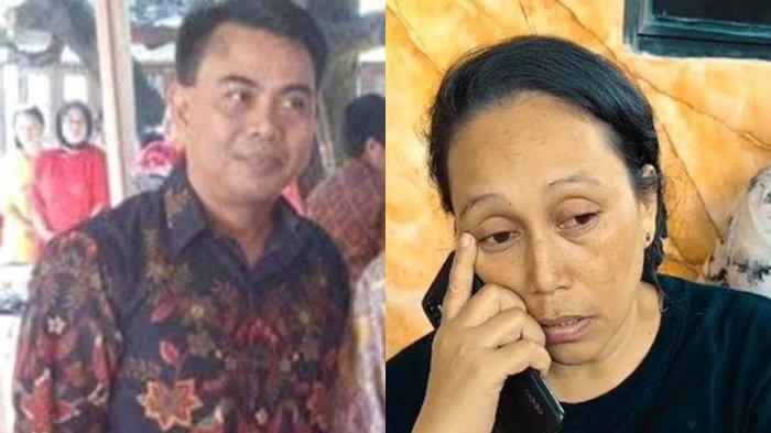 Hj Maryam (45) saat menceritakan detik-detik suaminya Rudi S Gani ditembak OTK di depan Ruang Forensik Dokpol Biddokkes Polda Sulsel, Jl Kumala, Kecamatan Tamalate, Makassar, Rabu (1/1/2025).