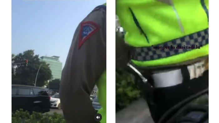 momen pengemudi motor tengah ditilang polisi saat akan mengantarkan roti