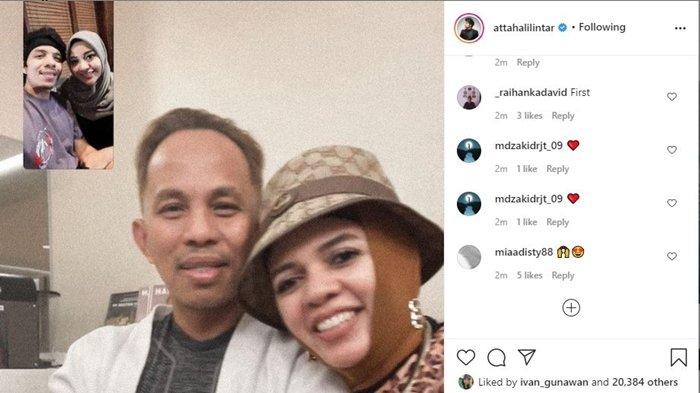 Unggahan Atta Halilintar Video Call dengan Halilintar Anofial Asmid dan Lenggogeni Faruk yang berada di Malaysia, Rabu (14/4/2021)
