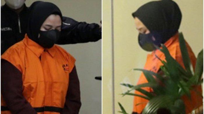 Plt Kepala Bagian Umum Sekretariat Daerah Pekanbaru Novin Karmila mengenakan rompi tahanan usai menjalani pemeriksaan di Gedung KPK, Jakarta, Rabu (4/12/2024) dini hari. KPK menetapkannya sebagai tersangka bersama Penjabat (Pj) Wali Kota Pekanbaru, Riau, Risnandar Mahiwa (tengah) bersama Sekretaris Daerah Pekanbaru Indra Pomi Nasution (kiri) . KPK menetapkan ketiganya sebagai tersangka kasus dugaan korupsi pengelolaan anggaran Pemerintah Kota (Pemkot) Pekanbaru Tahun 2024-2025 setelah terjaring operasi tangkap tangan (OTT) dengan barang bukti berupa uang sejumlah Rp 6,82 miliar.