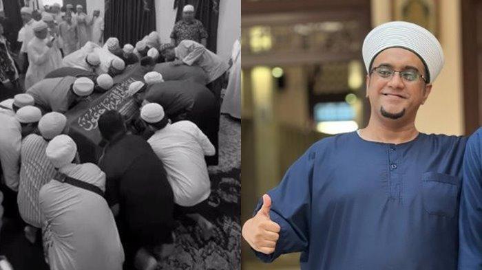 sejumlah pelayat terisak tangis memeluk hingga menciumi Keranda jenazah Habib Hasan bin Jafar Assegaf, duka mendalam bagi para jemaahnya.
