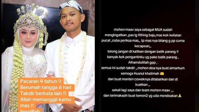 seorang pengantin pria di Malang, Jawa Timur meninggal dunia dua hari menjelang acara ngunduh mantu viral di media sosial.