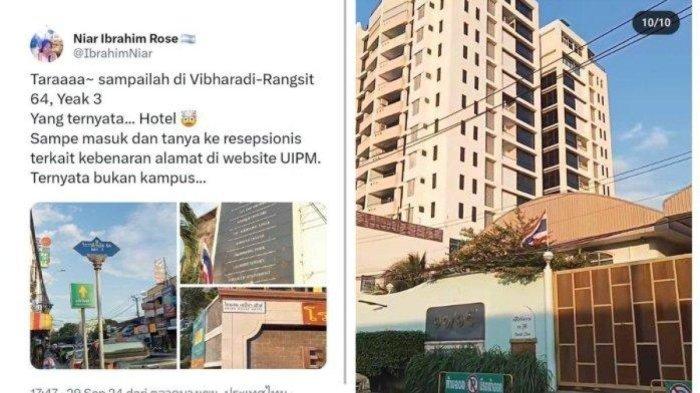 Tangkap layar warga negara Indonesia(WNI) yang tinggal di Thailand mencoba menelusuri lokasi fisik gedung kampus UIPM, tempat Raffi Ahmad menerima gelar honoris causa.